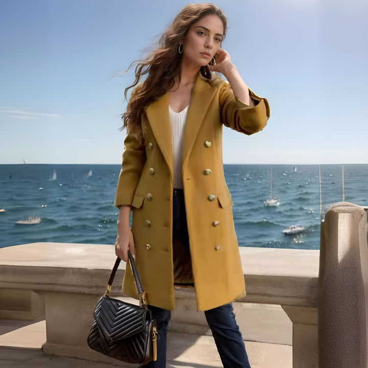 Elegant double-breasted coat for women with high-quality finish Amarae