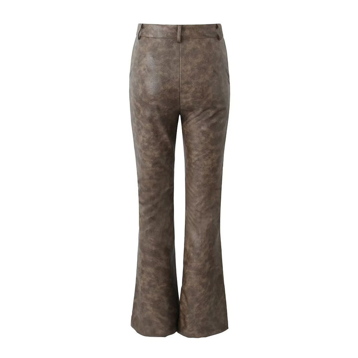 Faux leather flared trousers for women with an elegant cut and a high waist Lune London
