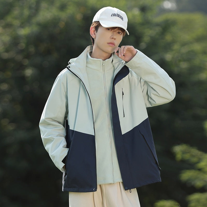 Men's Two-Tone Wind and Water-Repellent Softshell Jacket with Hood Amarae