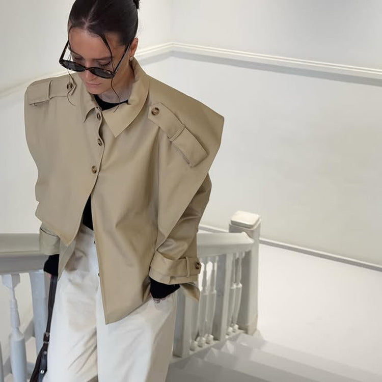 Women's short-cut oversized shoulder jacket with epaulettes Amarae