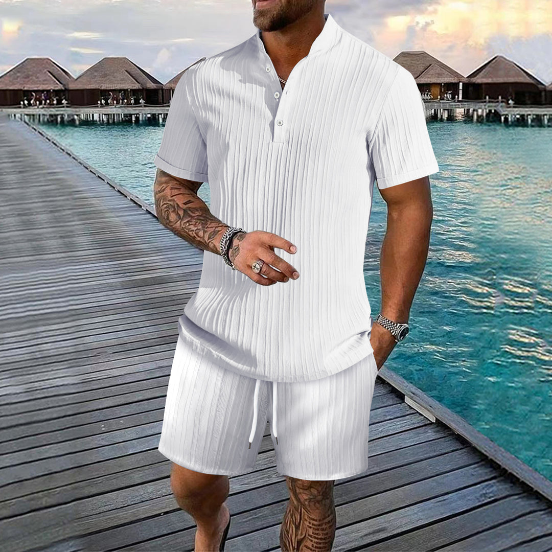 Men Pleated Leisure Two Piece Set Amarae