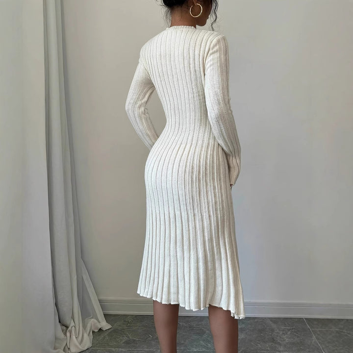 Elegant knit dress for women with structured rib design Lune London