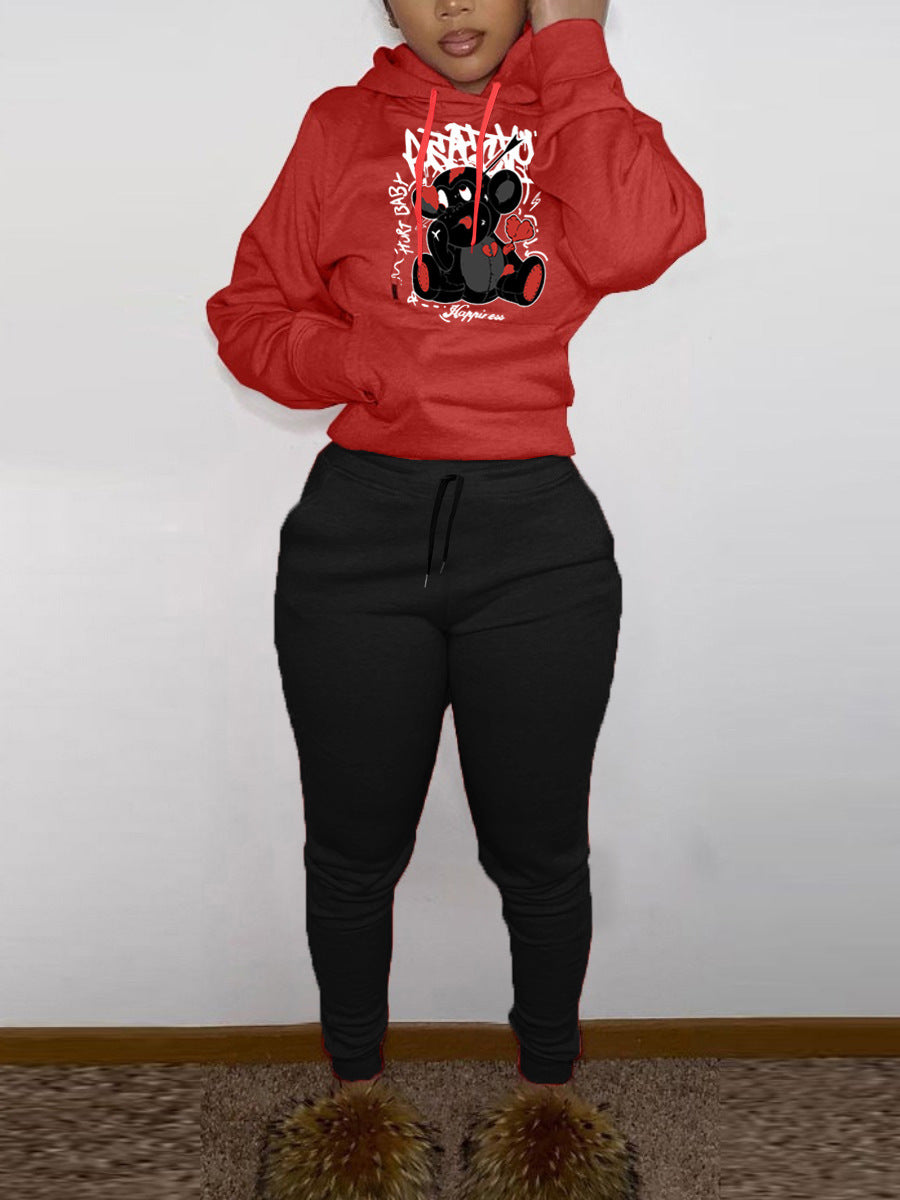 Women's sport hoodie set and jogging pants with a cute pattern Lune London