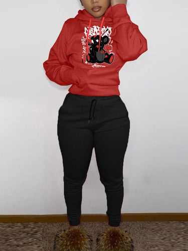 Women's sport hoodie set and jogging pants with a cute pattern Amarae