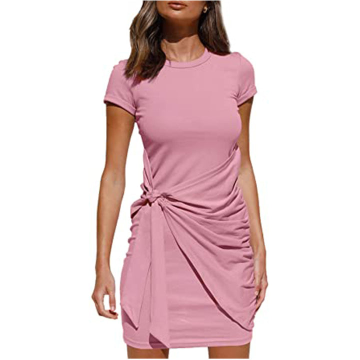 Chic and Stylish Draped Leisure T-Shirt Dress for Women