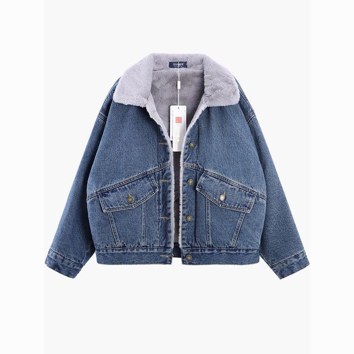 Veste en jean matelassée pour femmes avec doublure en polaire douce et poches classiques Chic & Stil
