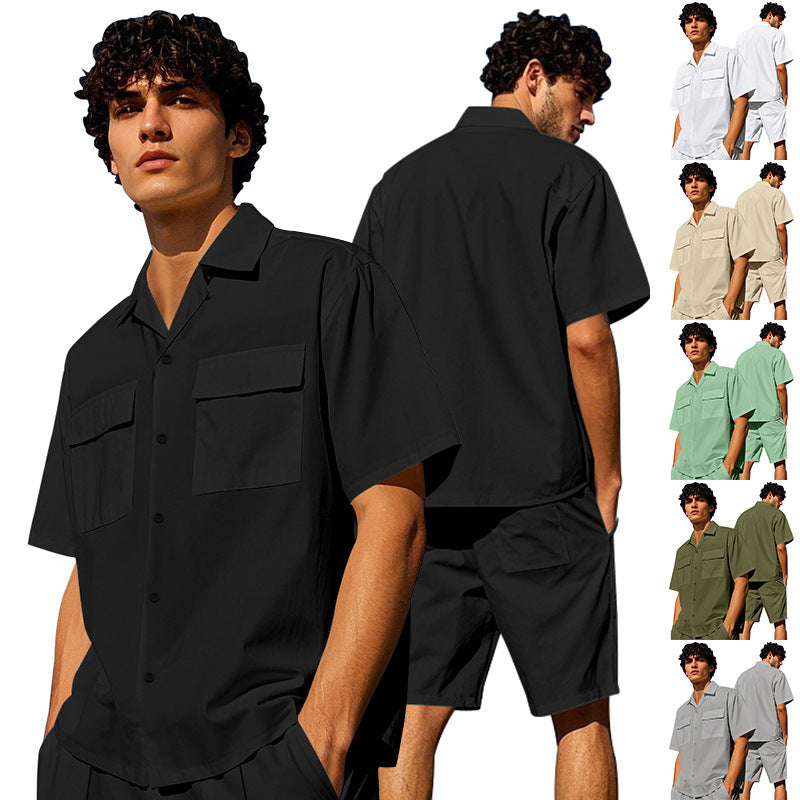 Men's casual short sleeve shirt and chic shorts