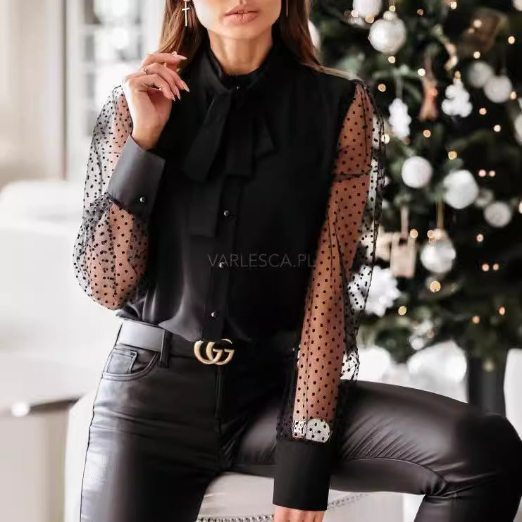 Ladies elegant blouse with transparent sleeves Lune London