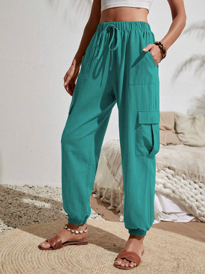 Women's Lightweight Cargo Jogging Pants with Drawstring, Elastic Waistband and Elastic Cuffs Amarae