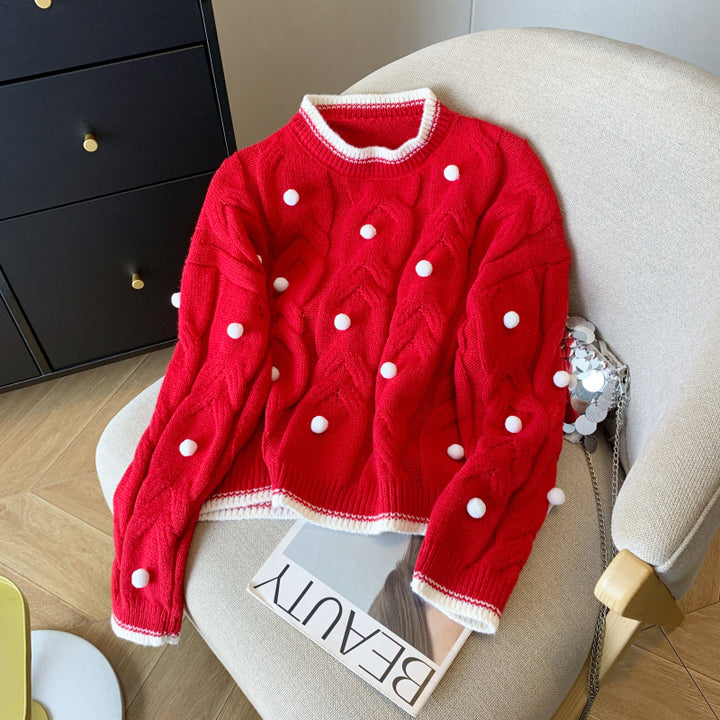 Pull surdimensionné en tricot épais pour femmes avec un motif en câble décontracté et des appliqués ludiques Chic & Stil