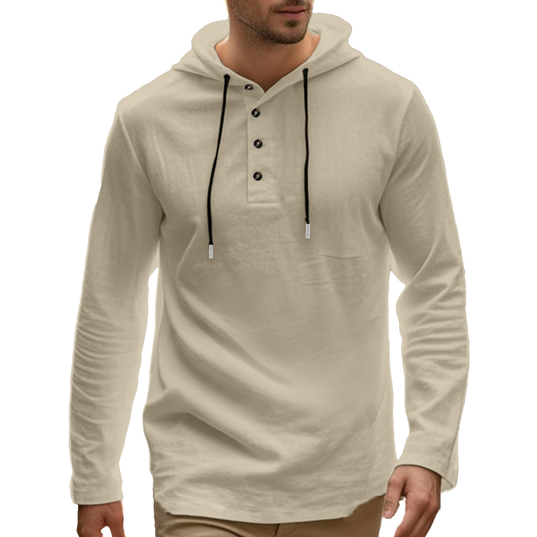Casual long sleeve hoodie shirt for men with button details and practical pockets Lune London