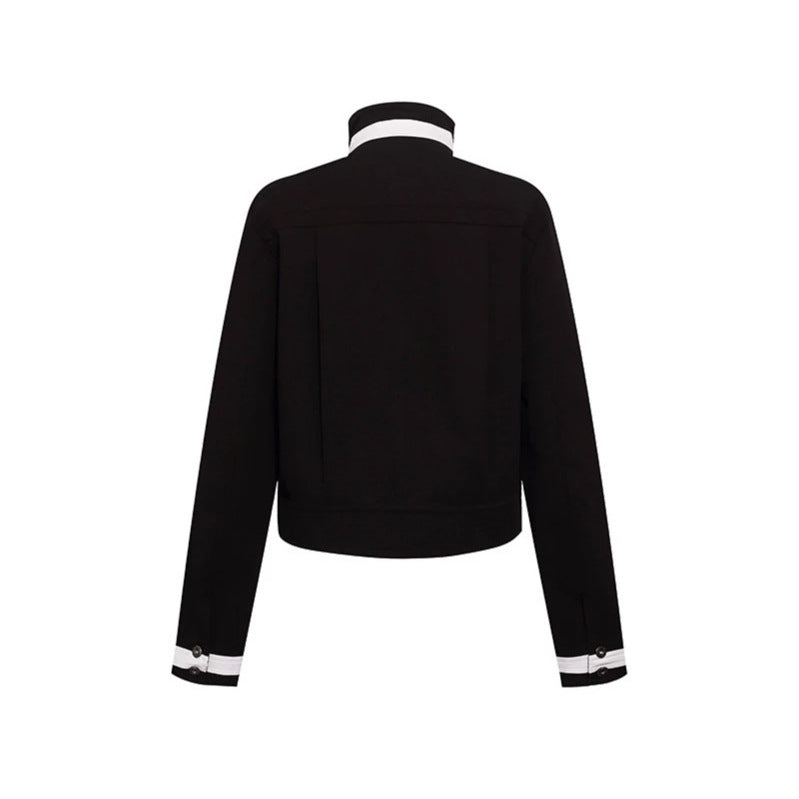 Women's cropped bomber jacket with stand-up collar, flap pockets, and contrast cuffs Amarae
