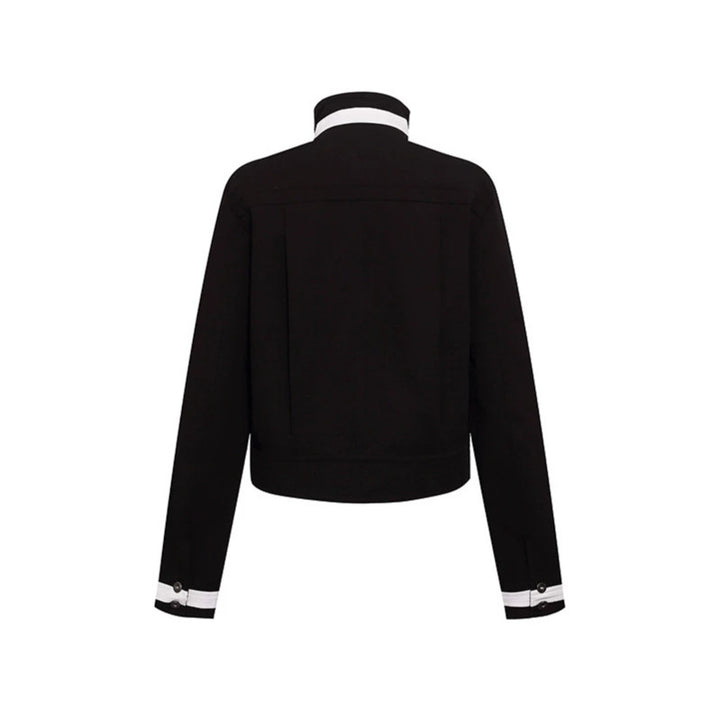 Women's cropped bomber jacket with stand-up collar, flap pockets, and contrast cuffs Amarae