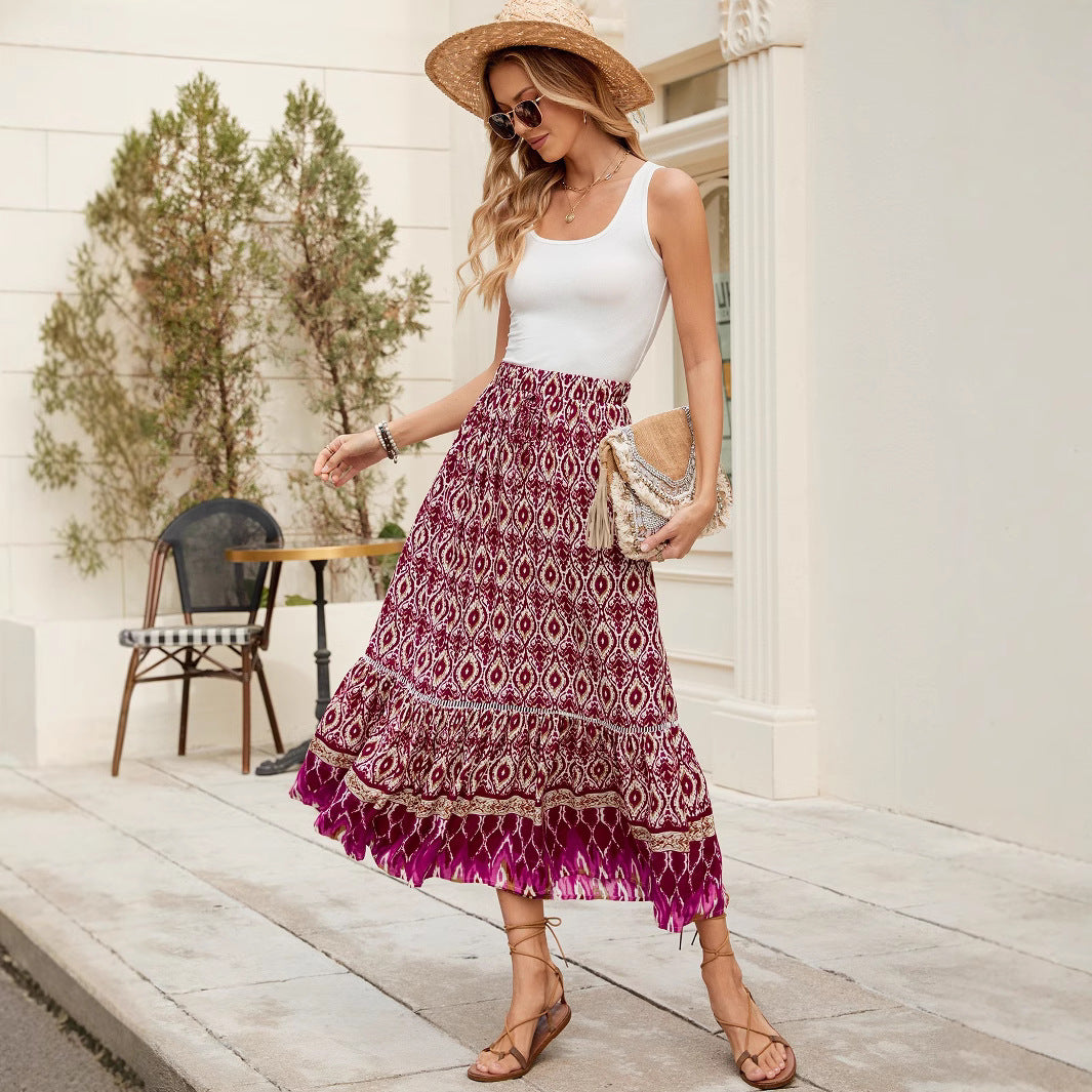 Women Bohemian Chic Floral Maxi Skirt and Style