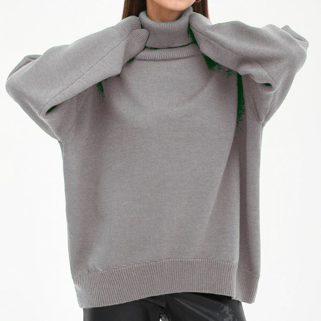 Oversized turtleneck sweater for women with ribbed structure Lune London