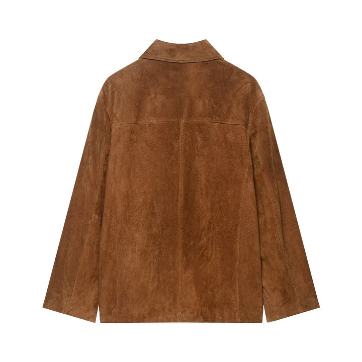 Women's suede jacket with modern design and large pockets Lune London