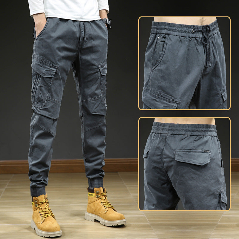 Comfortable cargo pants for men with elastic waistband and multiple pockets Lune London