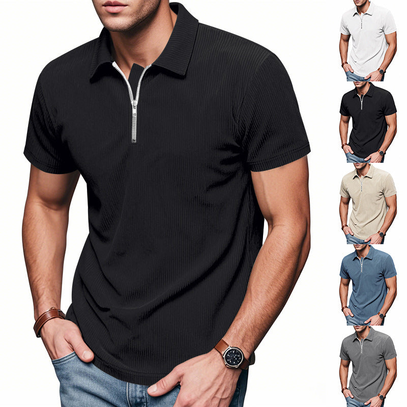 Men's short sleeve sports polo with zipper Lune London