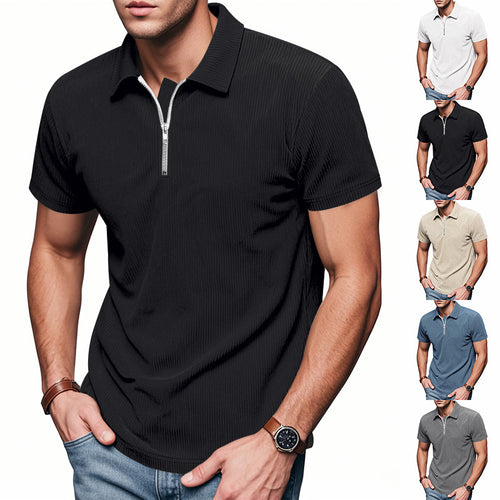 Men's short sleeve sports polo with zipper Amarae