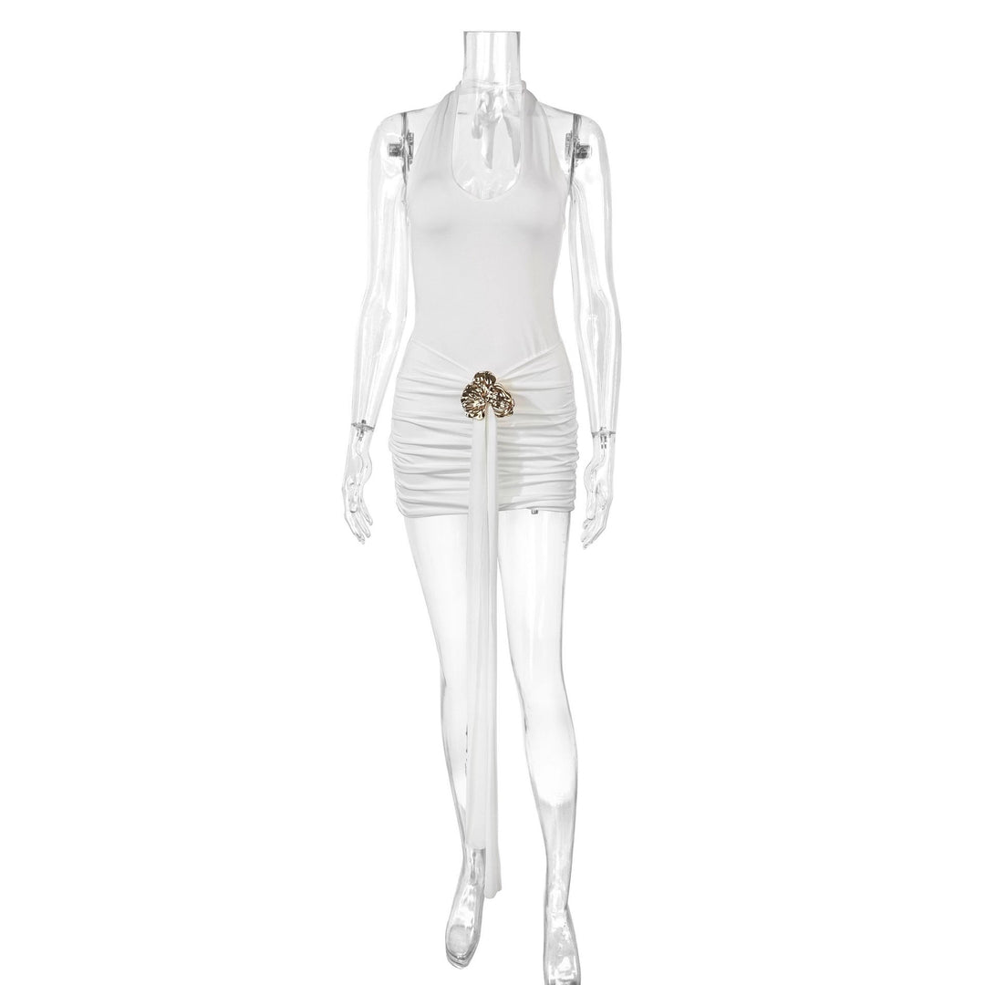 Women Elegant Cut-Out Mini Dress with Wrap Look and Glamorous Details Lune London