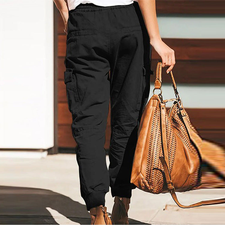 Women’s cargo pants with elastic waist and practical pockets Lune London