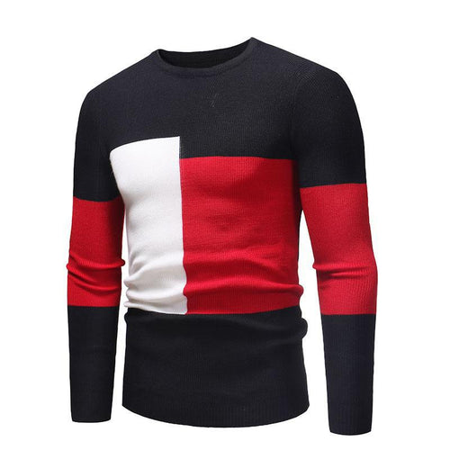 Designer men's sweater with modern block pattern Amarae