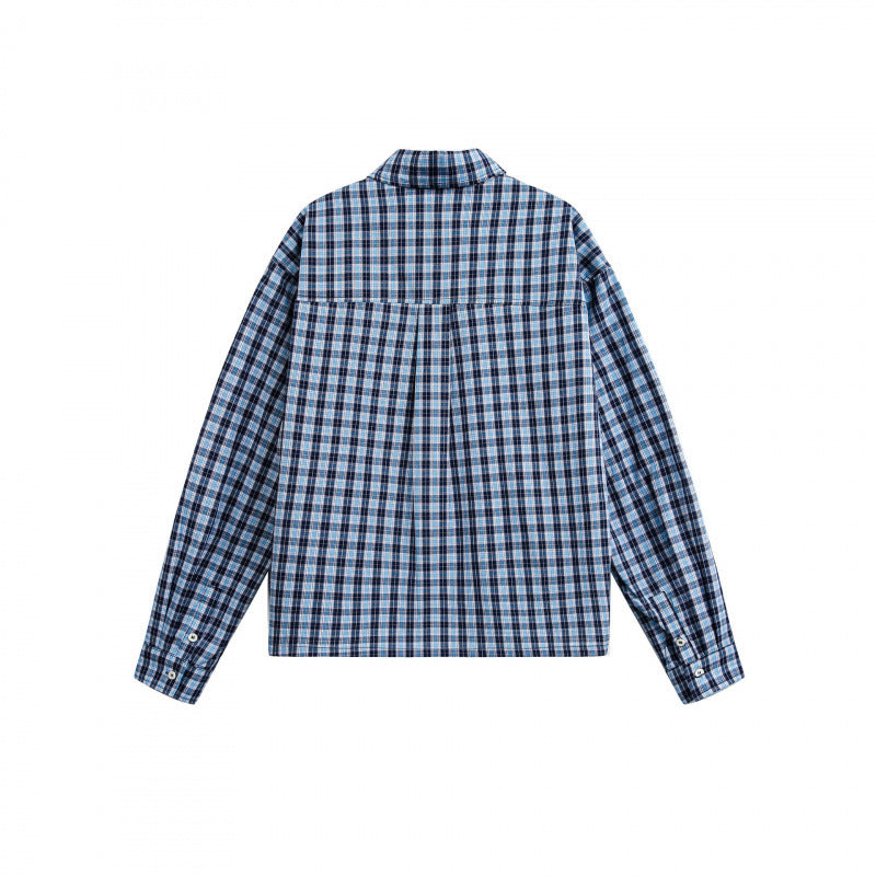 Unisex Checked Overshirt in Boxy Cut with Continuous Button Placket and Chest Pocket Amarae