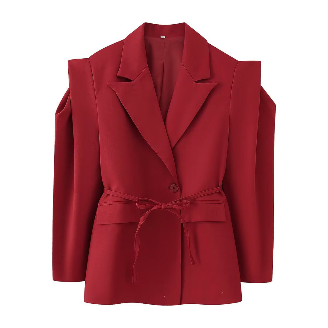 Ladies elegant oversized blazer with belt detail Lune London