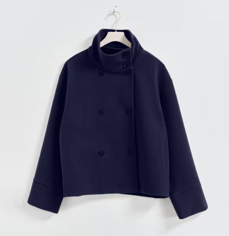 Lune London | Women's Fashion Cropped Jacket with High Collar and Double Button Placket