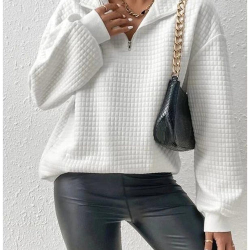 Casual sweatshirt for women with high collar and embossed pattern Amarae