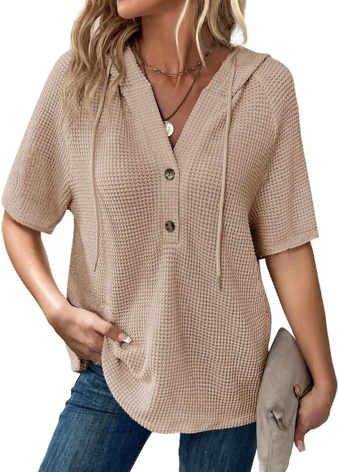 Casual oversized hoodie T-shirt for women with button detail Lune London