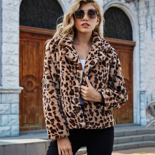 Women Velvet Leopard Print Jacket with Elegant Collar and Soft Lining Amarae