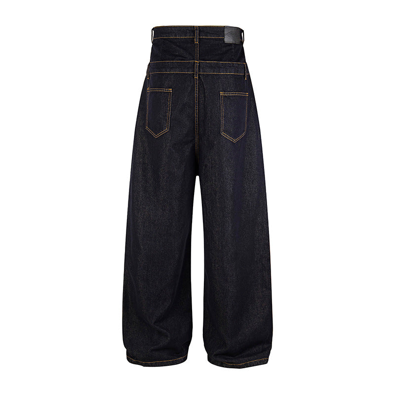 Women High-Waisted Wide Jeans with Decorative Star Embroidery Amarae