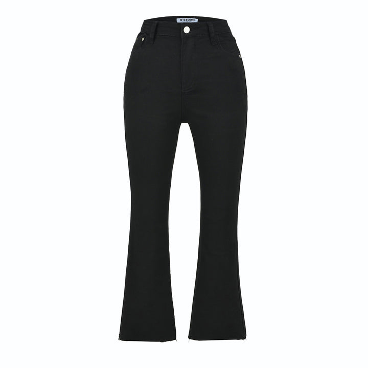 Women's Highwaist Flared Trousers made of Stretch Denim with five pockets and raw hem Amarae