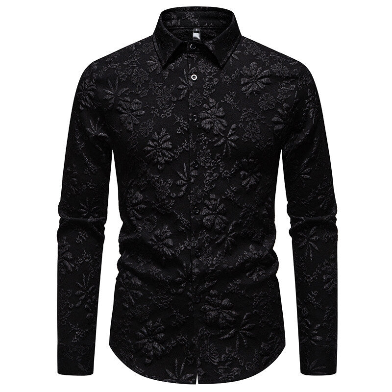 Men's Long Sleeve Shirt with Textured Design Amarae