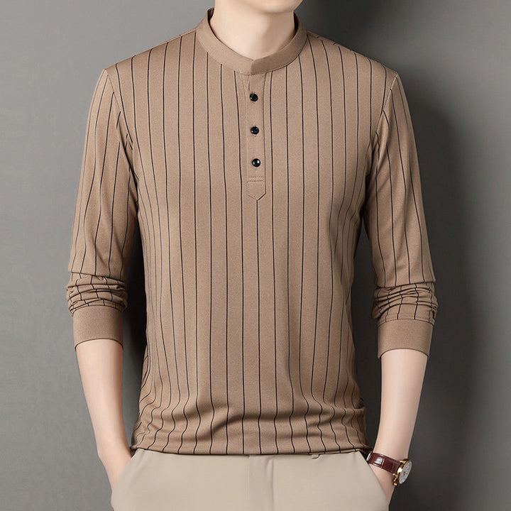 Men's polo shirt with an elegant striped pattern and a high-quality button placket Lune London