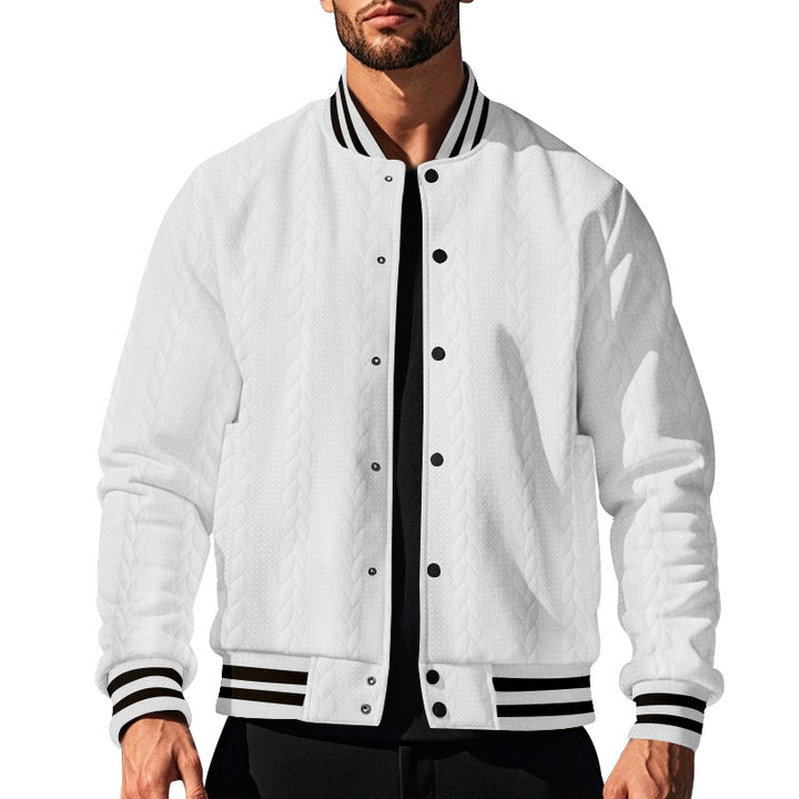 Urban university jacket for men with structured knit design Lune London