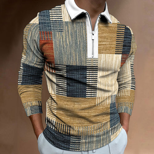Men's polo with zipper, trendy and unique graphic design Amarae