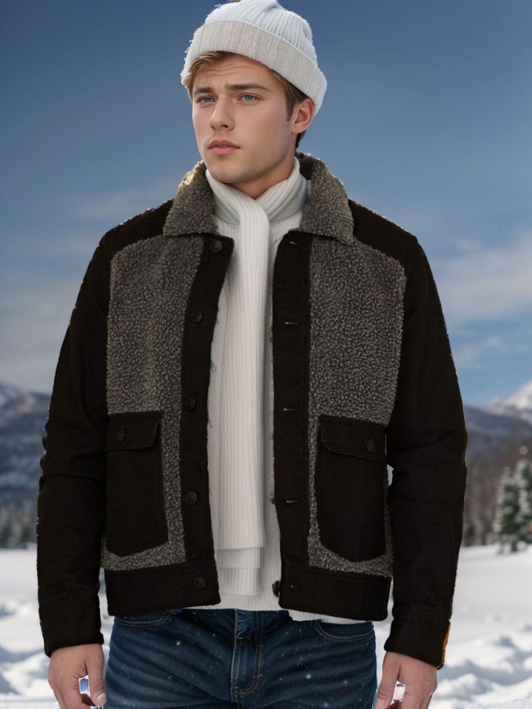 Casual fleece jacket for men with structured collar Amarae