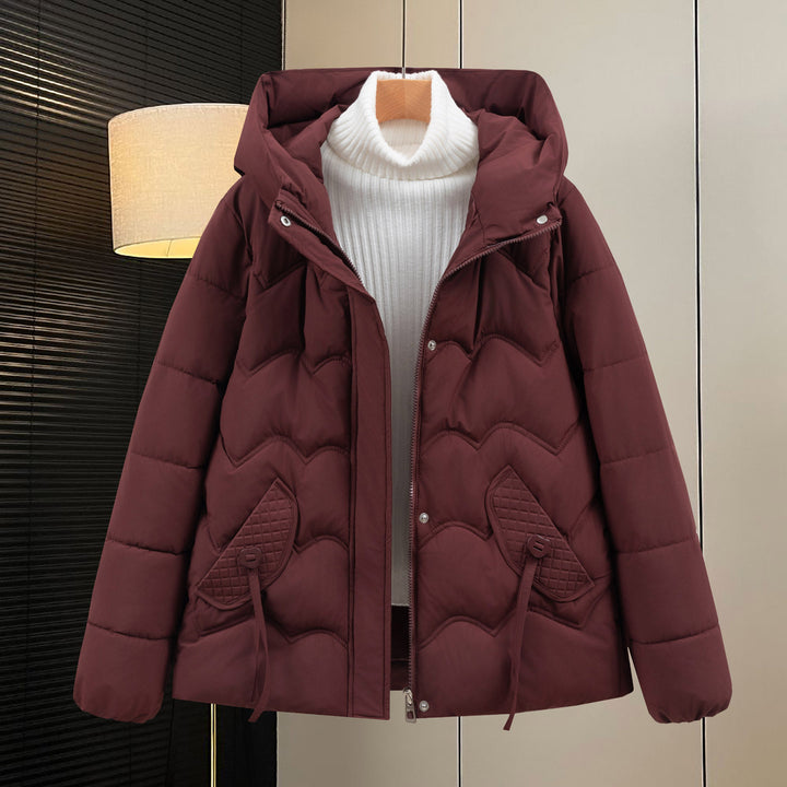 Ladies down jacket with hood and front pockets Lune London