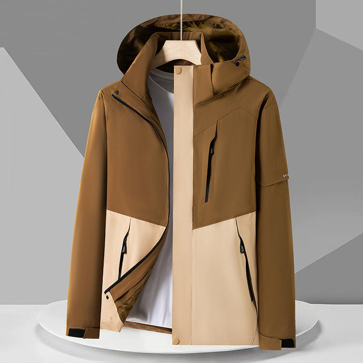 Men's technical softshell jacket with hood, windproof membrane, and chest zipper pocket Amarae