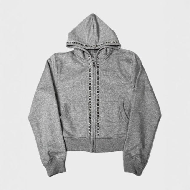 Lady hoodie with decorative studs and straight cut Amarae