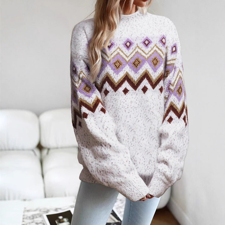 Knit sweater for women with geometric pattern and relaxed fit Lune London
