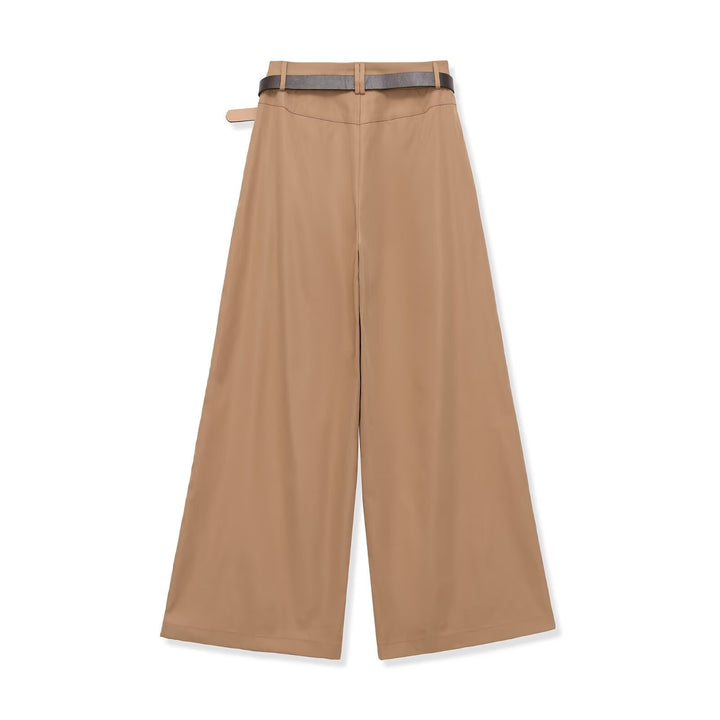 Women's culotte-inspired high-waist palazzo pants with crease and waist belt Amarae