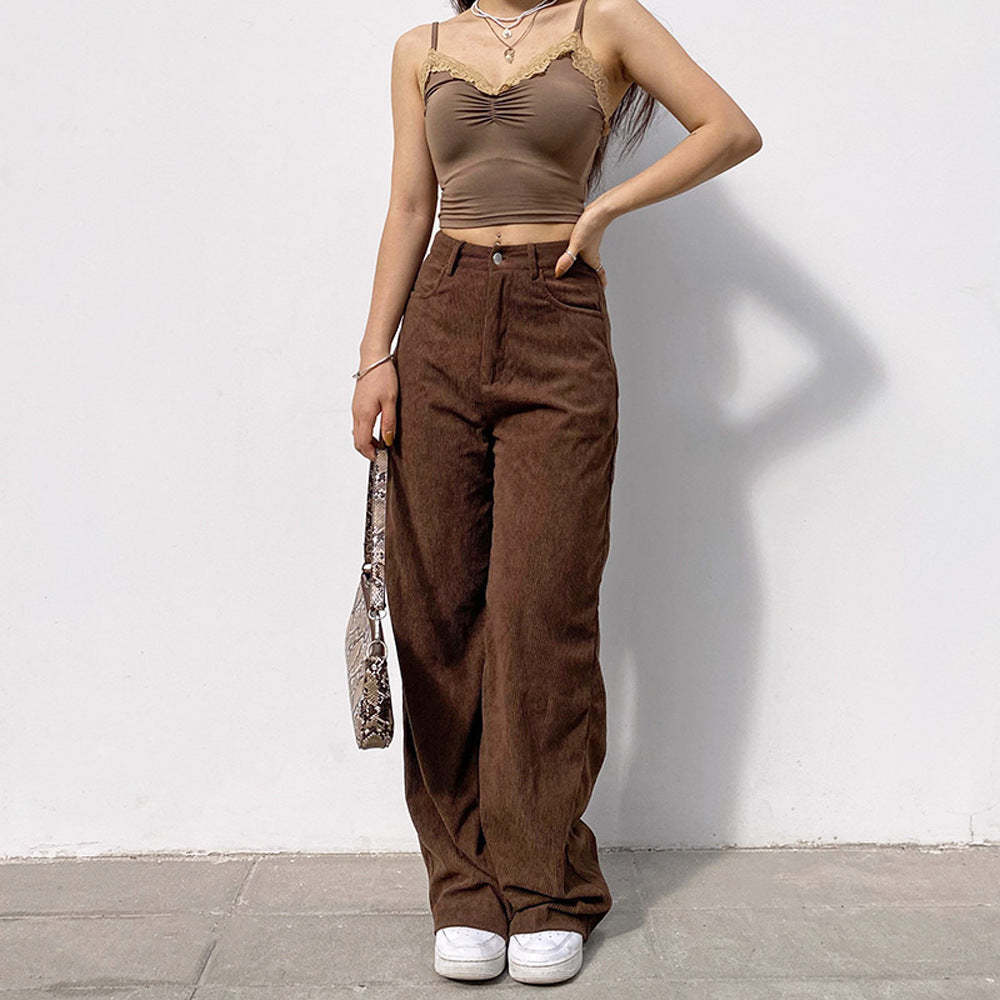 Women's high-waisted wide waistband pants in retro style Amarae