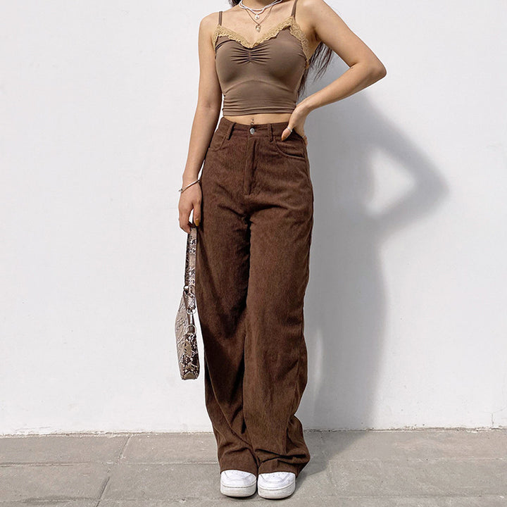 Women's high-waisted wide waistband pants in retro style Amarae