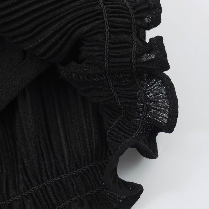 Women's pleated bomber jacket with balloon sleeves, full-length zipper and ruffled hem Amarae