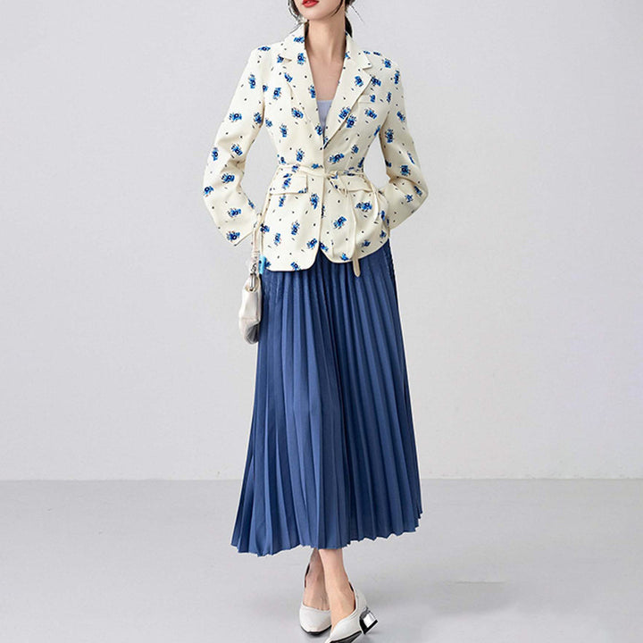 Ladies Tailored Wrap Blazer with Shoulder Pads and Tying Belt Amarae
