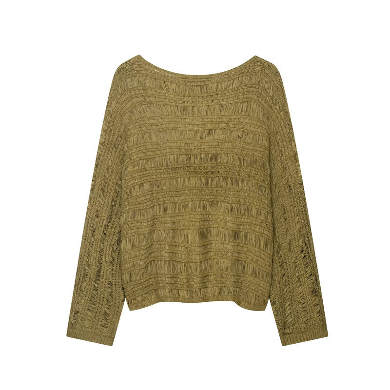 Casual knitted sweater for women with textured pattern Lune London