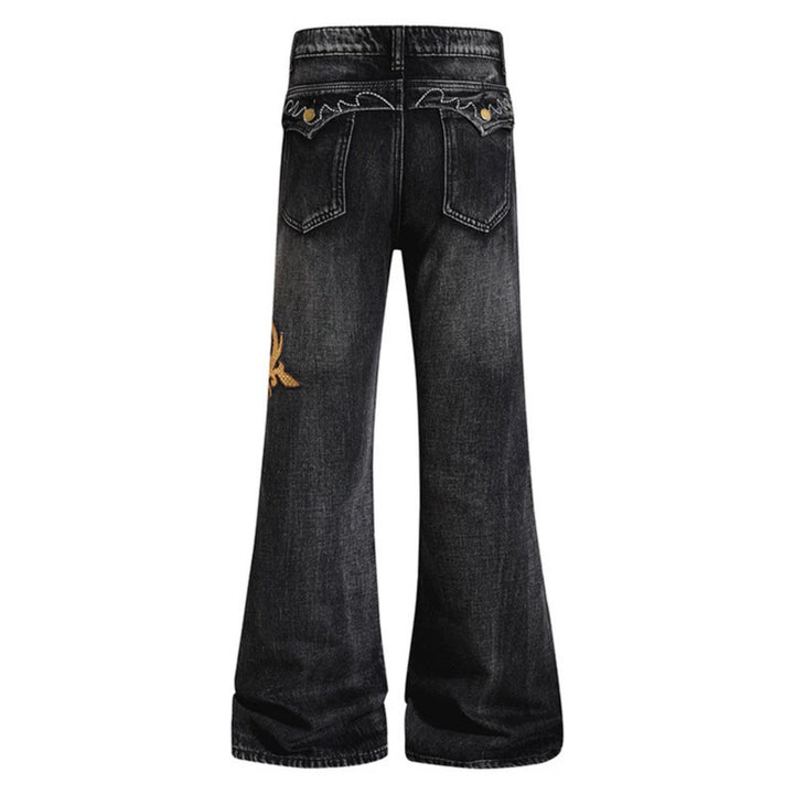 Women Wide High-Waist Flared Jeans with Baroque Embroidery Amarae